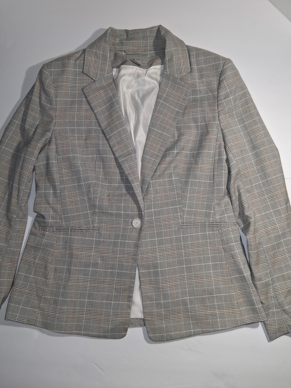 H&M Gray Plaid Blazer Jacket